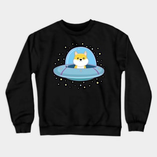 cute alien dog flying alien saucer Crewneck Sweatshirt